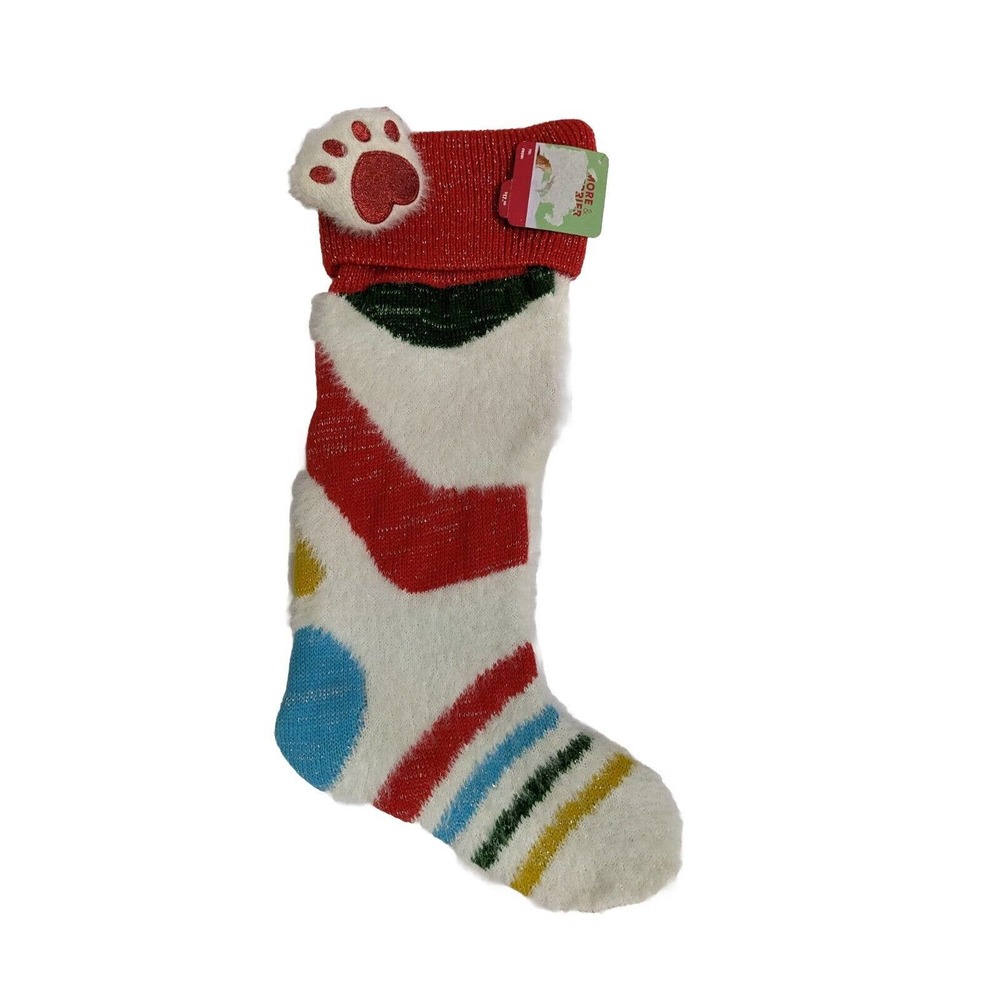 More & Merrier Fuzzy Dog Cat Pet Christmas Stocking New Petco Paw Heart Love